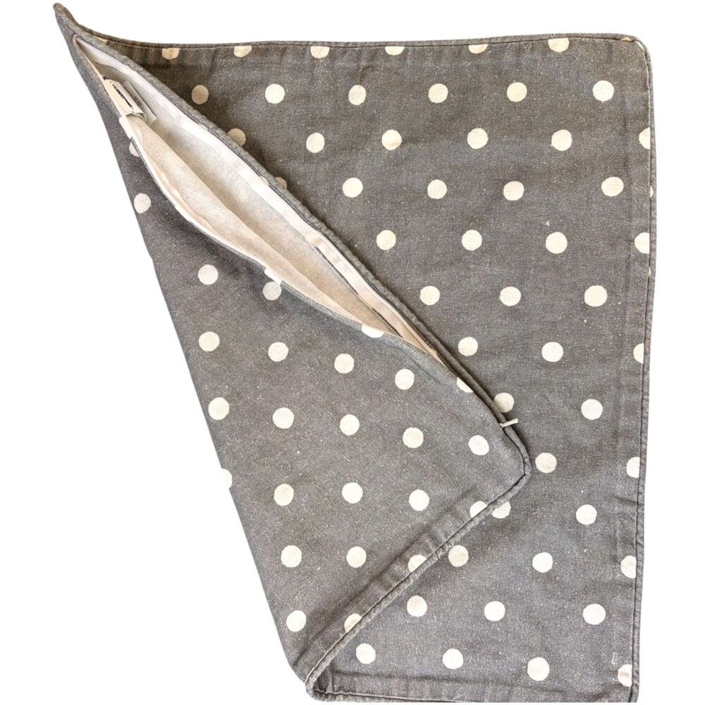 Pottery Barn Caci Dot Gray Linen Cotton Blend Square Pillow Cover 20x20" Square - Picture 2 of 6